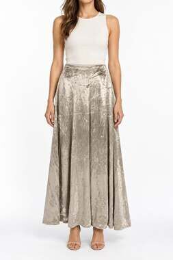 House of Harlow 1960 Womens Champagne Gold Velvet Shimmer Maxi Skirt 29 A Line